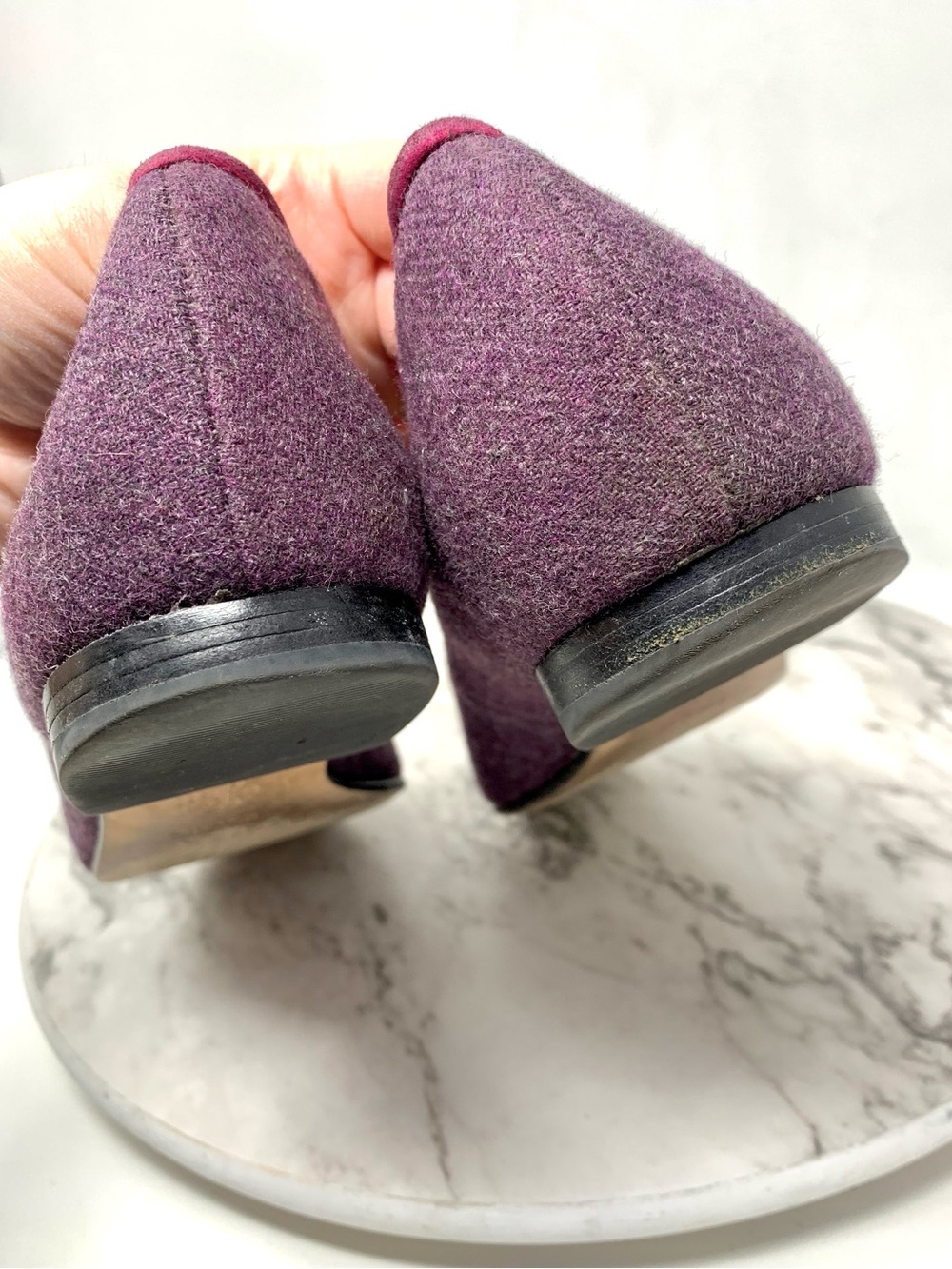 Cole Haan Sabrina Purple Wool Tassel Loafers with Pink Trim 10AA Preppy Quirky - Picture 11 of 16